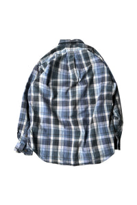90-92'S L/S HALF-ZIP CHECK SHIRT / BLUE [SIZE: M USED]