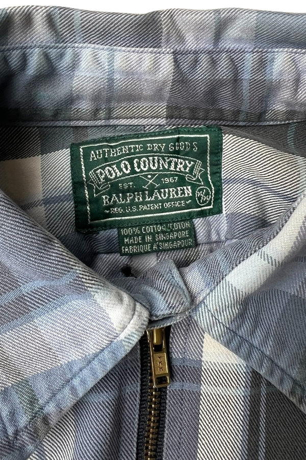 90-92'S L/S HALF-ZIP CHECK SHIRT / BLUE [SIZE: M USED]
