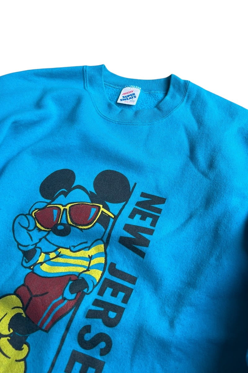 MADE IN USA 90'S MICKEY NEW JERSEY SWEATSHIRT / BLUE [SIZE: L USED]
