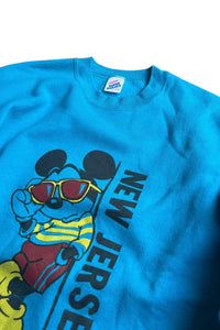 MADE IN USA 90'S MICKEY NEW JERSEY SWEATSHIRT / BLUE [SIZE: L USED]