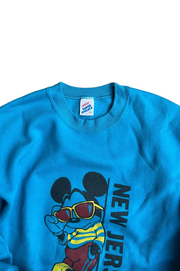 MADE IN USA 90'S MICKEY NEW JERSEY SWEATSHIRT / BLUE [SIZE: L USED]