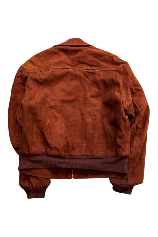 50-60'S SUEDE LEATHER JACKET / BROWN [SIZE: M USED]