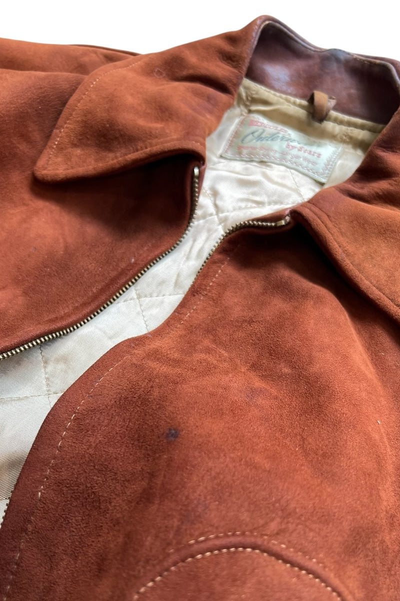 50-60'S SUEDE LEATHER JACKET / BROWN [SIZE: M USED]