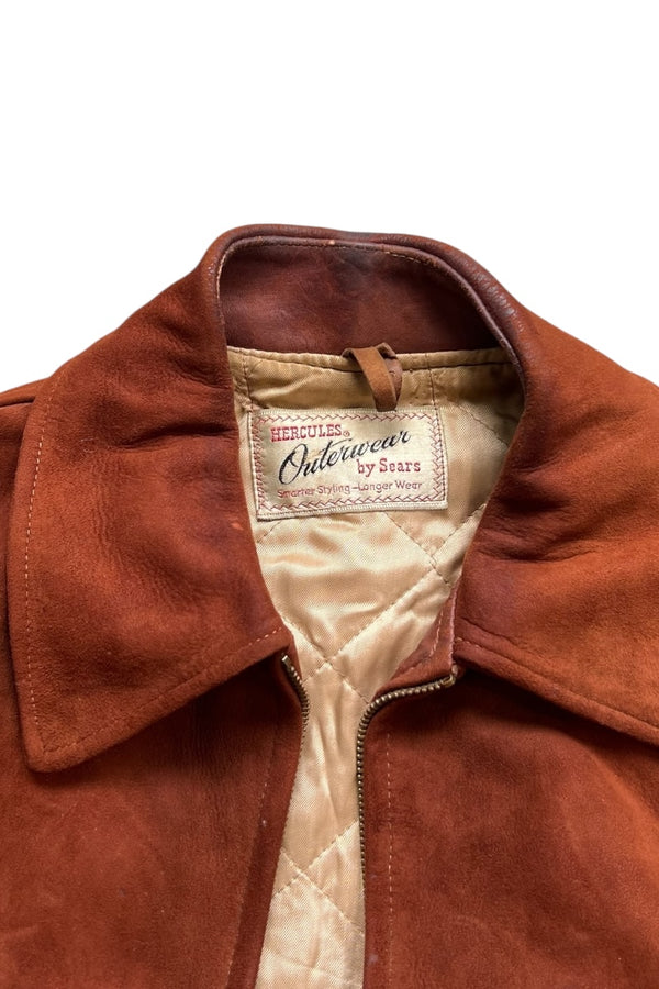 50-60'S SUEDE LEATHER JACKET / BROWN [SIZE: M USED]
