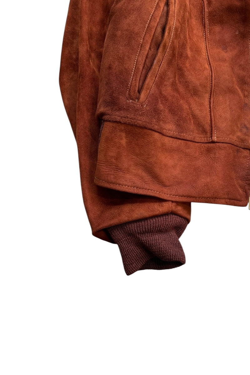 50-60'S SUEDE LEATHER JACKET / BROWN [SIZE: M USED]
