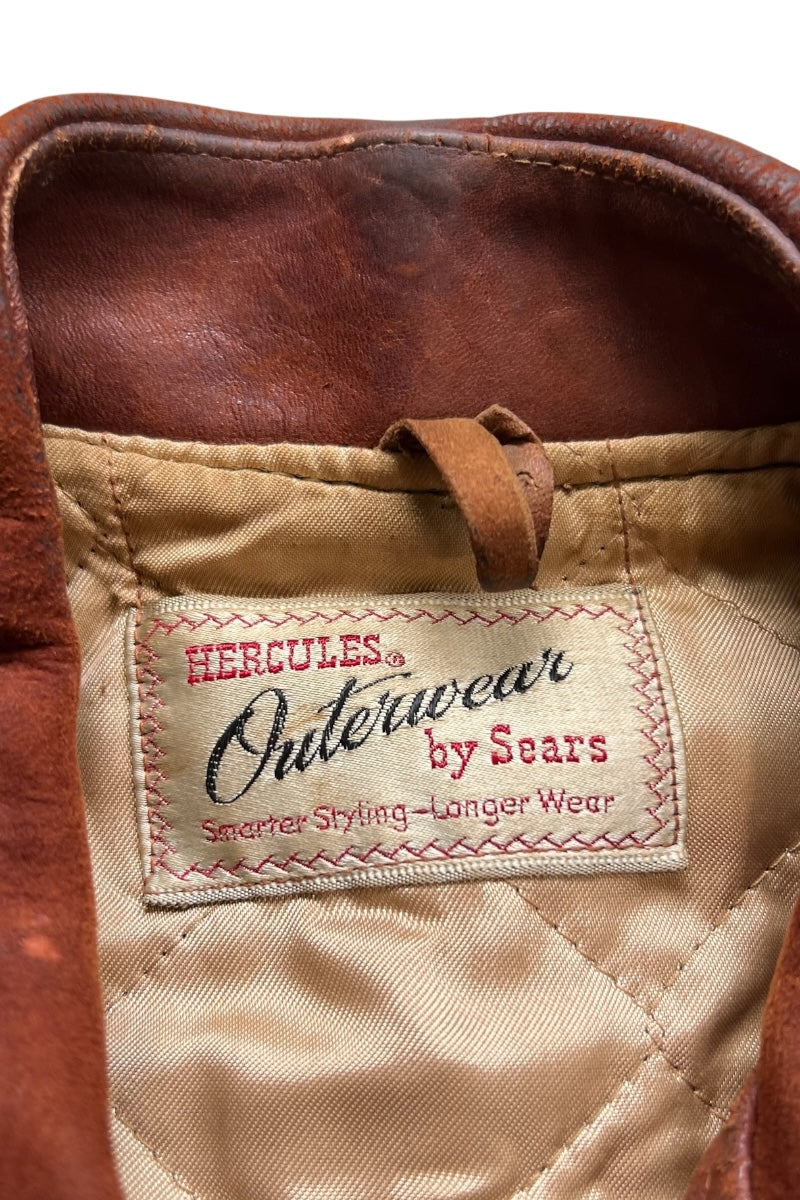 50-60'S SUEDE LEATHER JACKET / BROWN [SIZE: M USED]