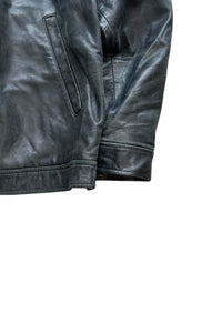 90'S LAMB LEATHER ZIP UP JACKET / BLACK [SIZE: L USED]