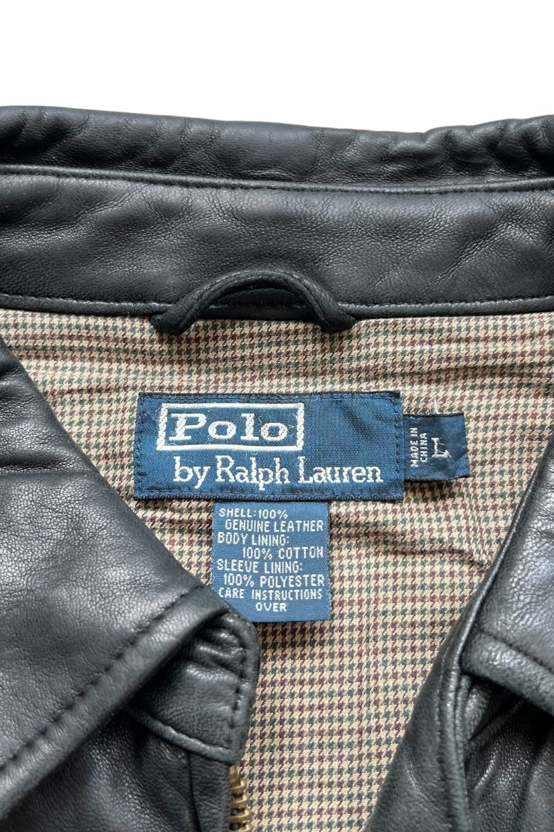 90'S LAMB LEATHER ZIP UP JACKET / BLACK [SIZE: L USED]