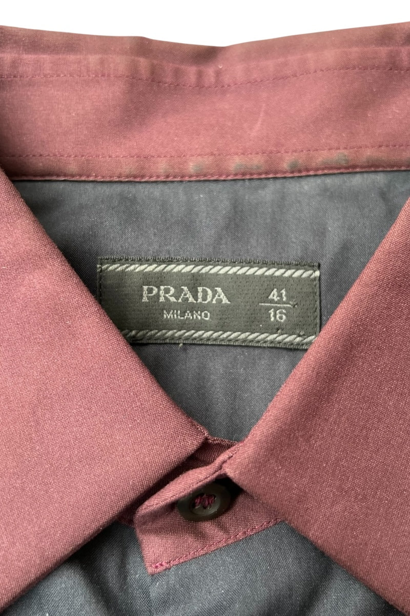 MADE IN ITALY 11SS L/S BI-COLOR DRES SHIRT / BLACK [SIZE: 41 USED]