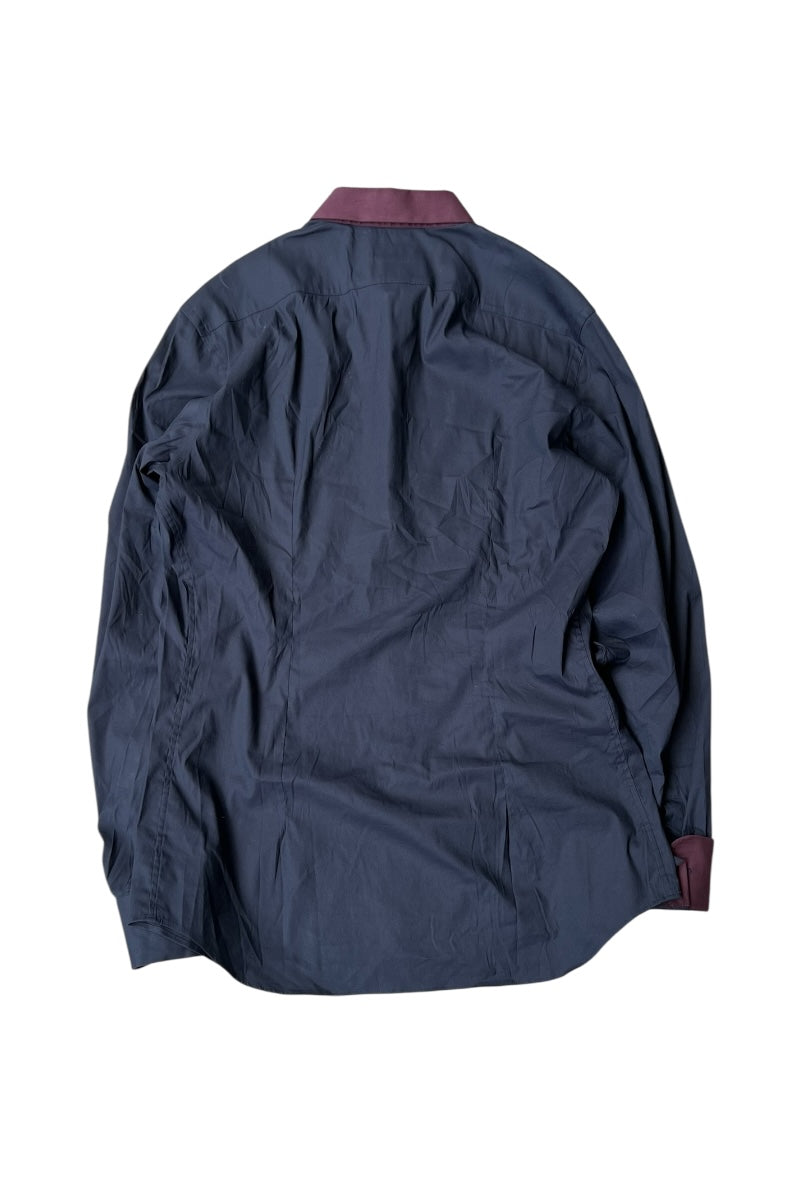 MADE IN ITALY 11SS L/S BI-COLOR DRES SHIRT / BLACK [SIZE: 41 USED]