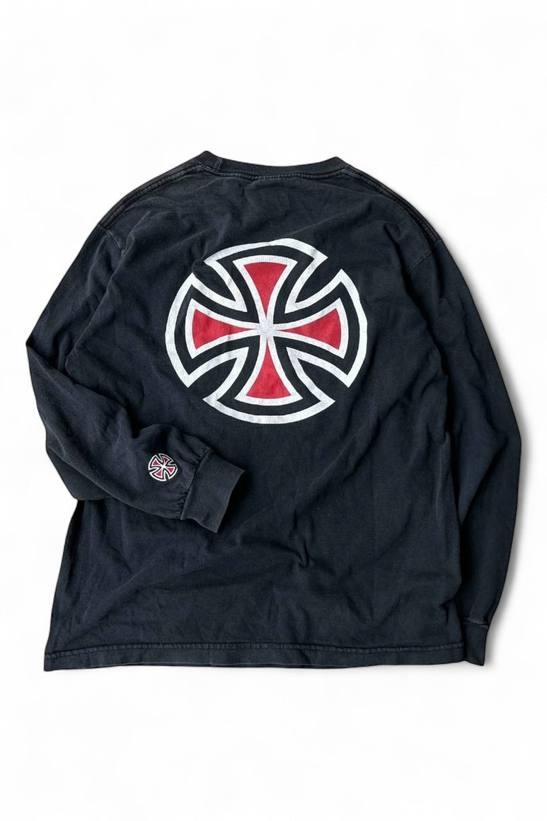 90'S L/S LOGO SKATEBOARING T-SHIRT / BLACK [SIZE: M USED]