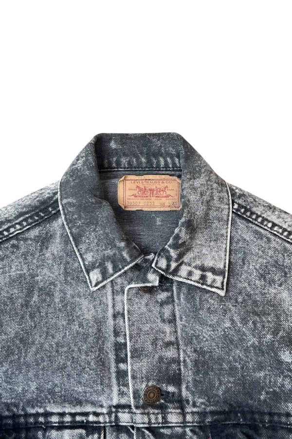 MADE IN USA 80'S 70507 0253 DENIM JACKET / BLACK [SIZE: XS USED]