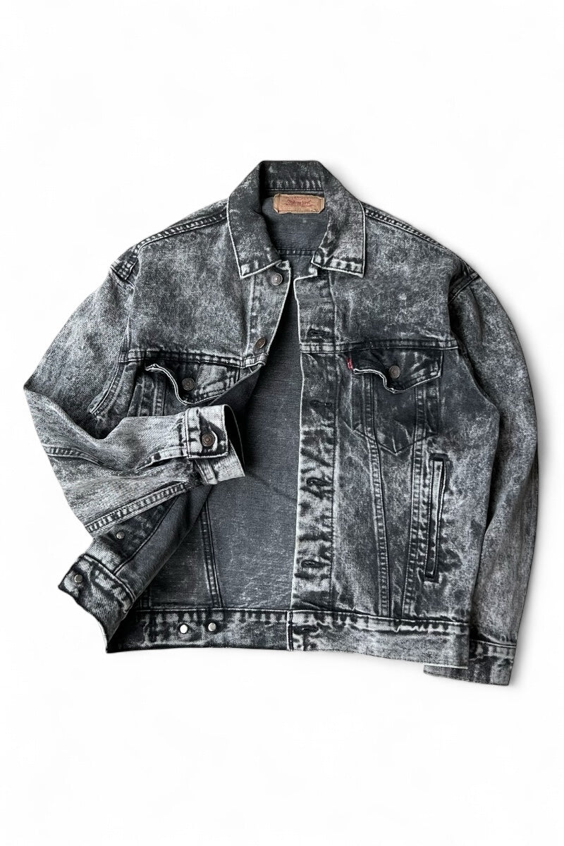 MADE IN USA 80'S 70507 0253 DENIM JACKET / BLACK [SIZE: XS USED]