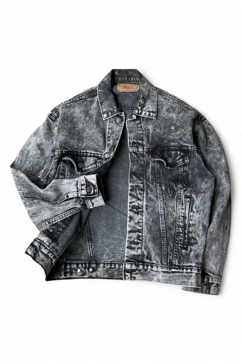 MADE IN USA 80'S 70507 0253 DENIM JACKET / BLACK [SIZE: XS USED]