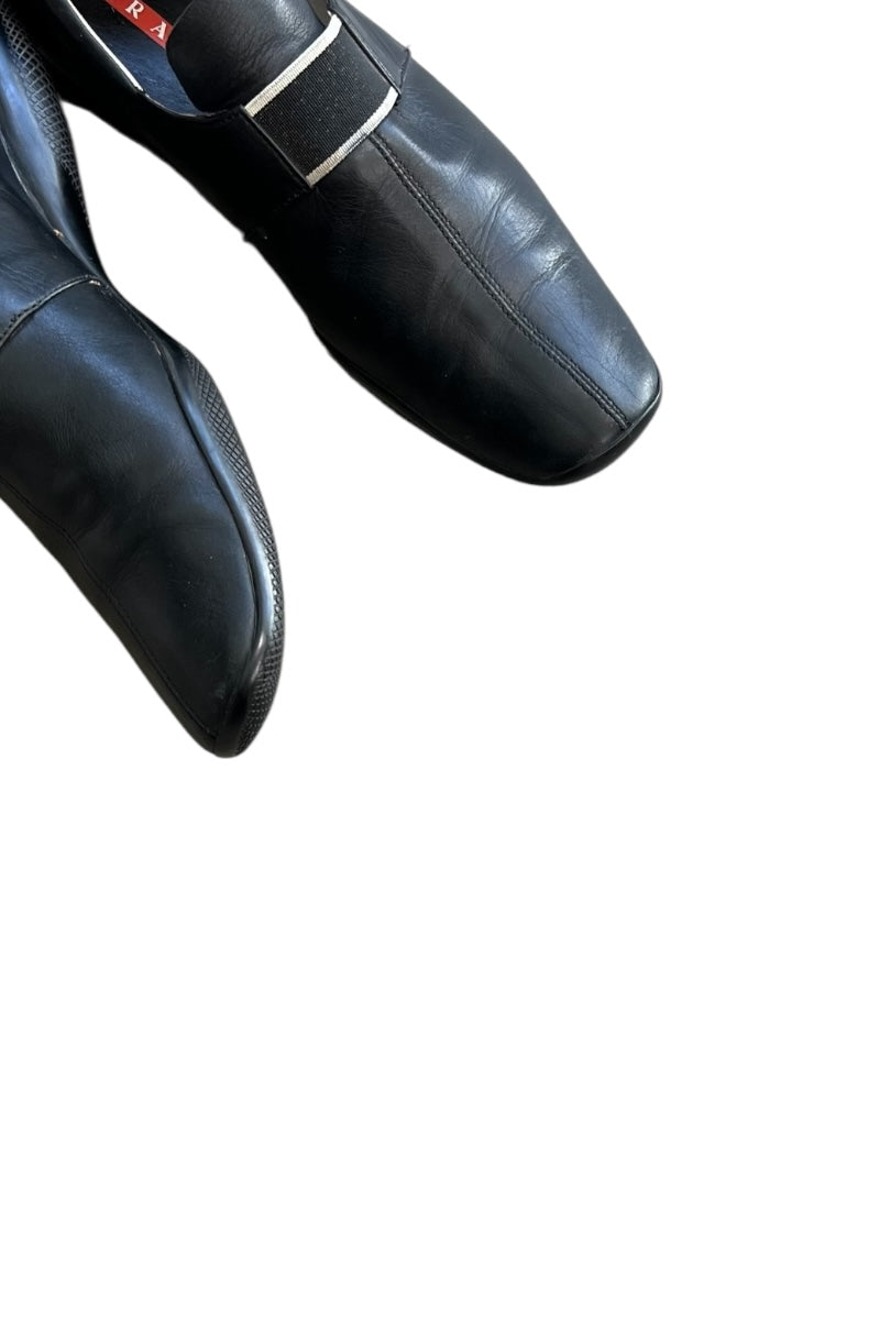 MADE IN ITALY LEATHER SLIP-ON SHOES / BLACK [SIZE: 40 (equivalent to 26.5cm) USED]