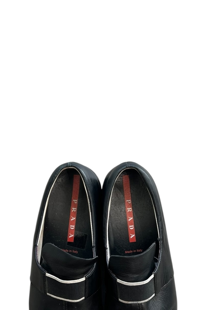 MADE IN ITALY LEATHER SLIP-ON SHOES / BLACK [SIZE: 40 (equivalent to 26.5cm) USED]