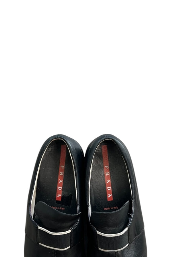 MADE IN ITALY LEATHER SILP-ON SHOES / BLACK [SIZE: 40 (26.5cm相当) USED]
