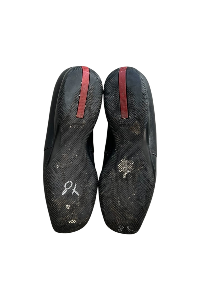 MADE IN ITALY LEATHER SLIP-ON SHOES / BLACK [SIZE: 40 (equivalent to 26.5cm) USED]