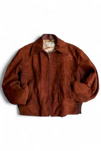 50-60'S SUEDE LEATHER JACKET / BROWN [SIZE: M USED]