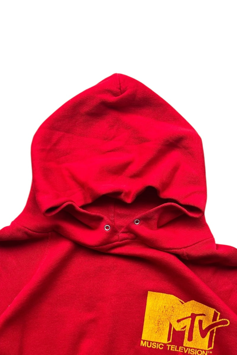 MADE IN USA 90'S MTV HOODIE SWEATSHIRT / RED [SIZE: M USED]