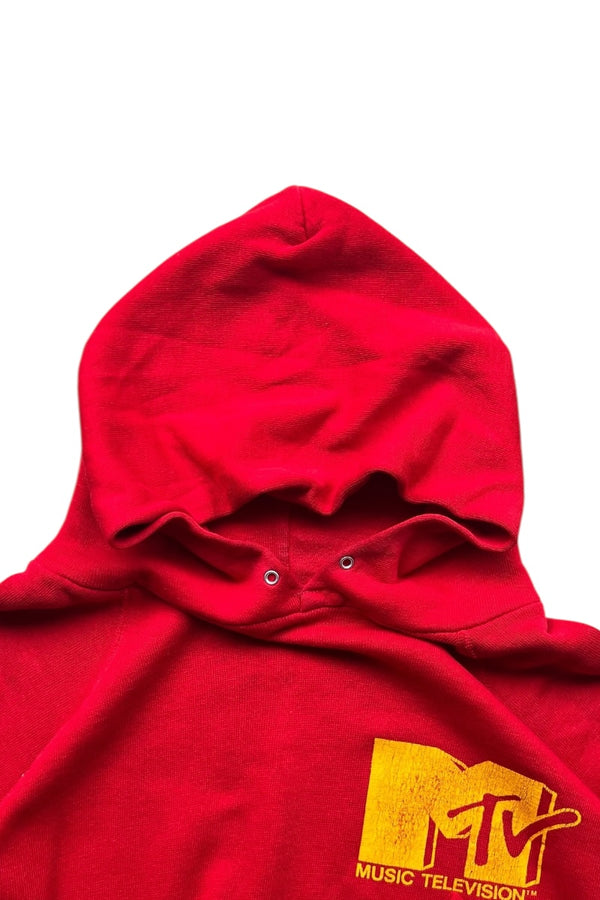 MADE IN USA 90'S MTV HOODIE SWEATSHIRT / RED [SIZE: M USED]