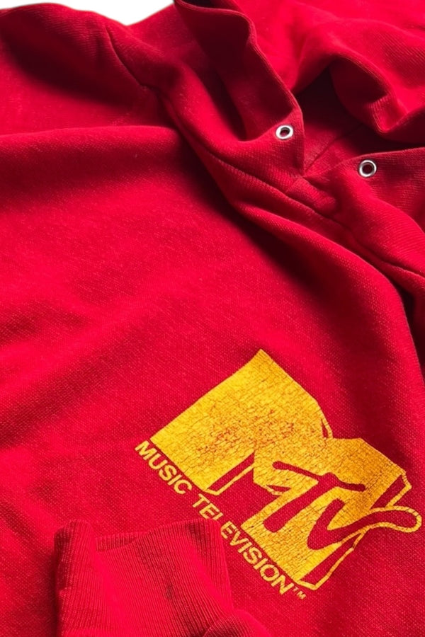 MADE IN USA 90'S MTV HOODIE SWEATSHIRT / RED [SIZE: M USED]