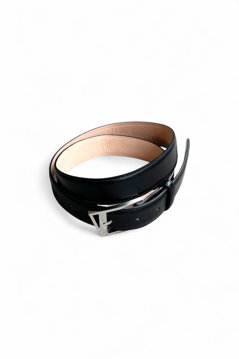 BELT SMOOTH LEATHER & BUCKLE / BLACK