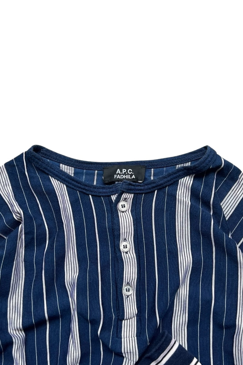 FADHILA L/S HENLEY-NECK T-SHIRT / STRIPE [SIZE: XS USED]
