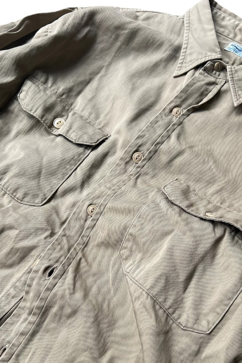60'S L/S ARMY TWILL SHIRT / KHAKI [SIZE: L USED]
