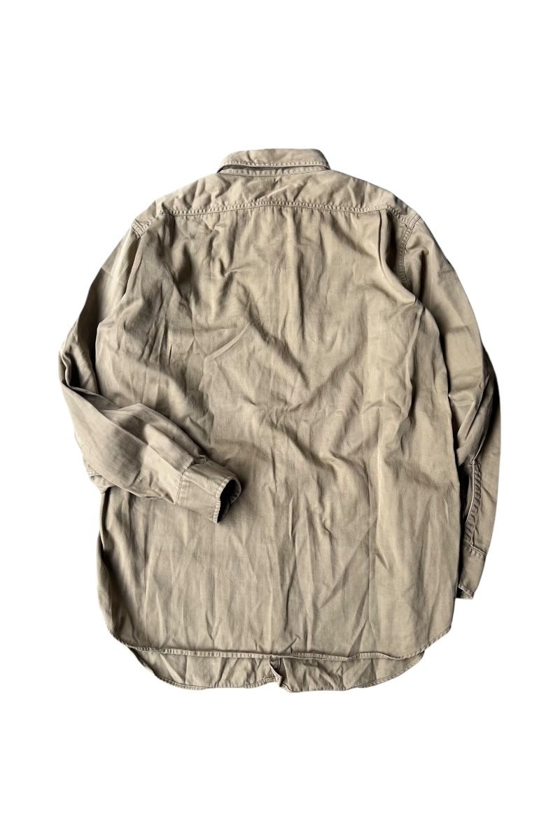 60'S L/S ARMY TWILL SHIRT / KHAKI [SIZE: L USED]