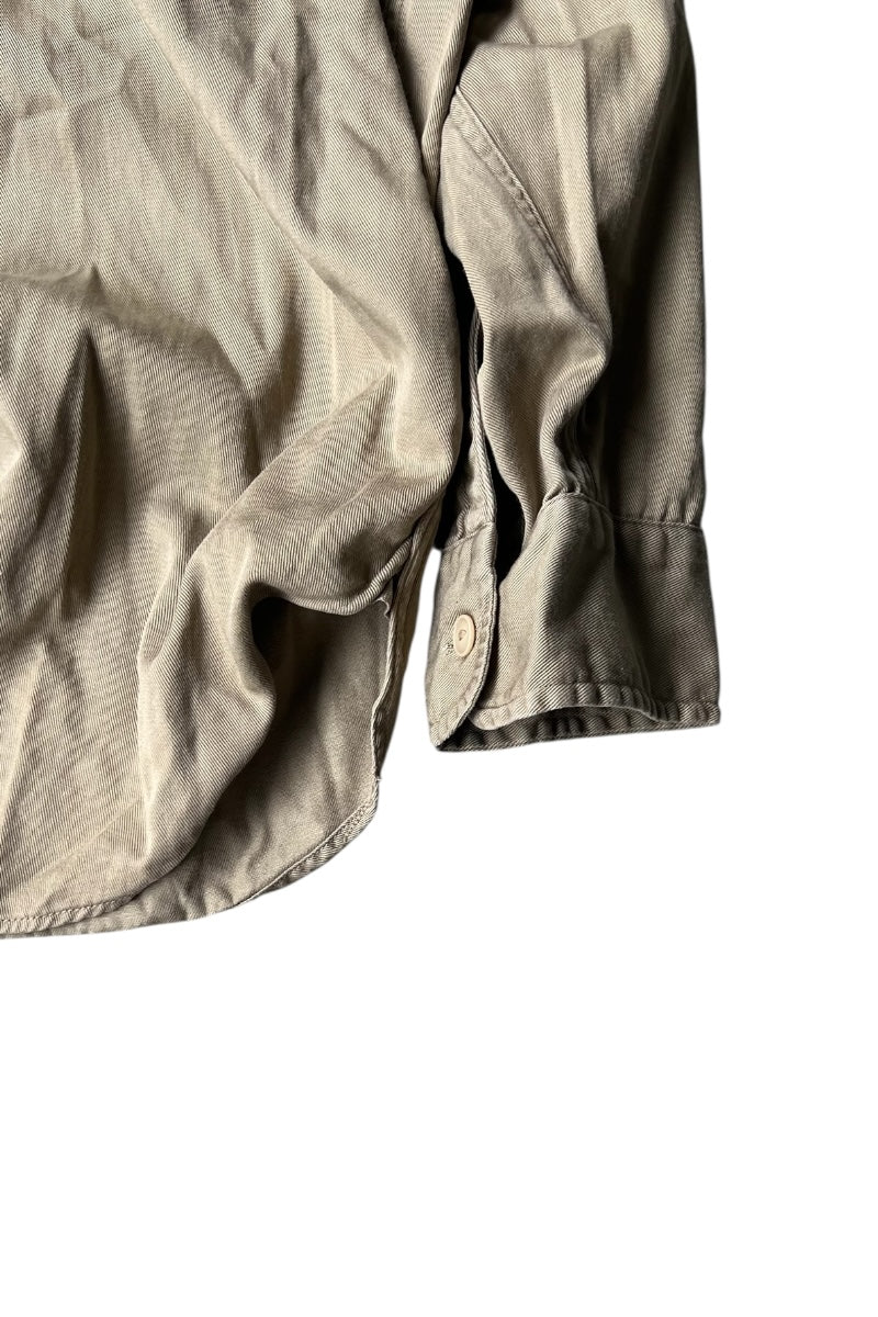 60'S L/S ARMY TWILL SHIRT / KHAKI [SIZE: L USED]