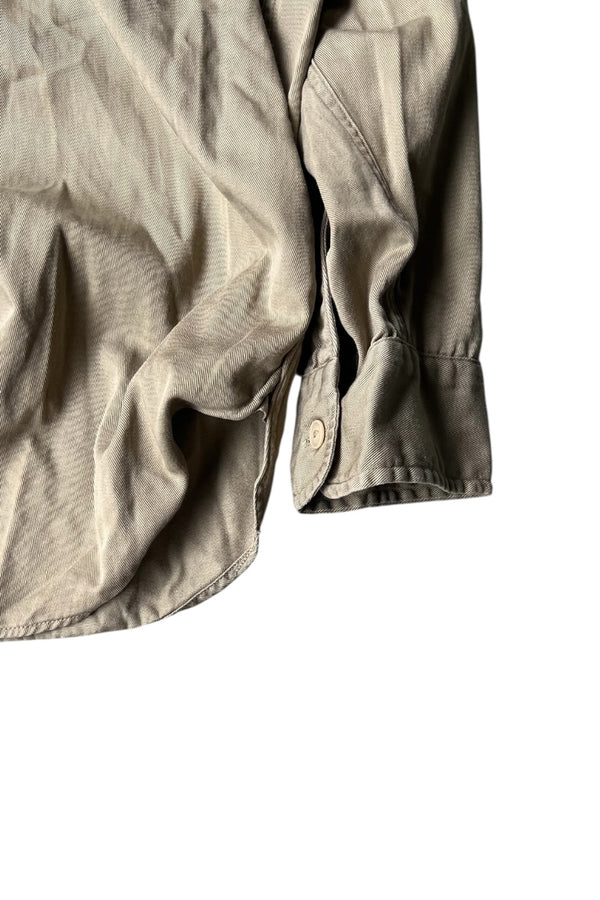 60'S L/S ARMY TWILL SHIRT / KHAKI [SIZE: L USED]