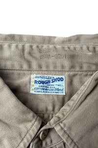 60'S L/S ARMY TWILL SHIRT / KHAKI [SIZE: L USED]