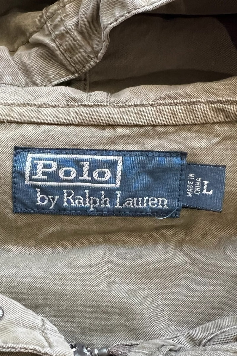 EXCLUSIVE OF DECORATION ZIP UP HOODIE JACKET 90'S REPLICA / KHAKI [SIZE: L USED]