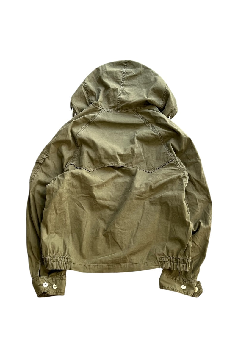 EXCLUSIVE OF DECORATION ZIP UP HOODIE JACKET 90'S REPLICA / KHAKI [SIZE: L USED]