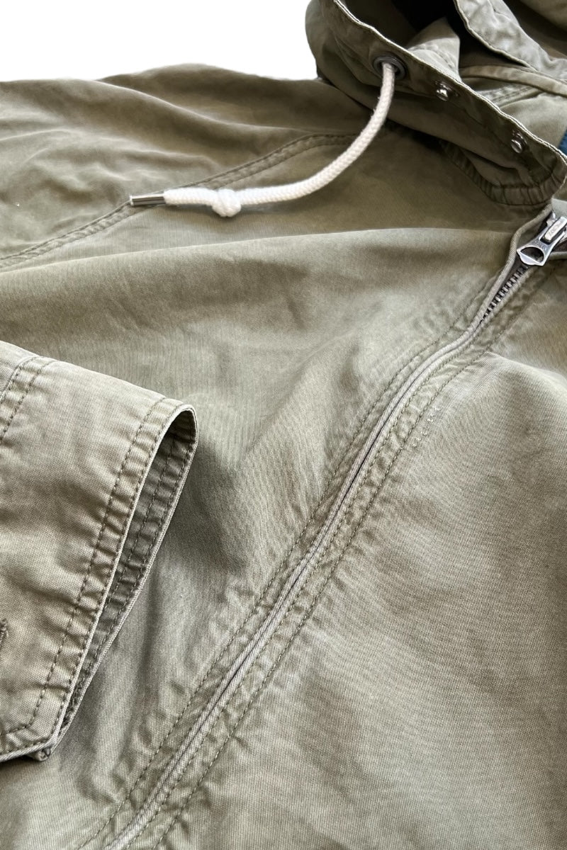 EXCLUSIVE OF DECORATION ZIP UP HOODIE JACKET 90'S REPLICA / KHAKI [SIZE: L USED]