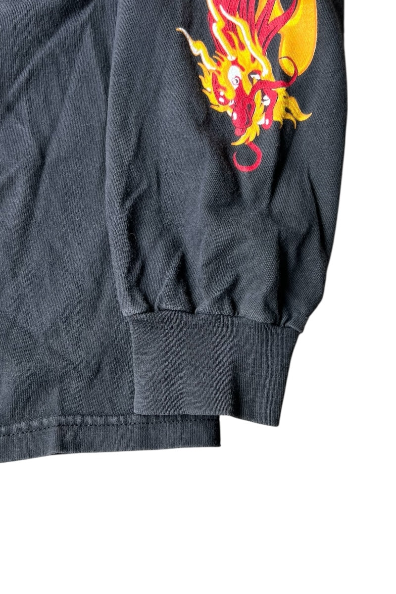 Y2K EARLY 00'S FLAME DRAGON L/S T-SHIRT / BLACK [SIZE: L USED]