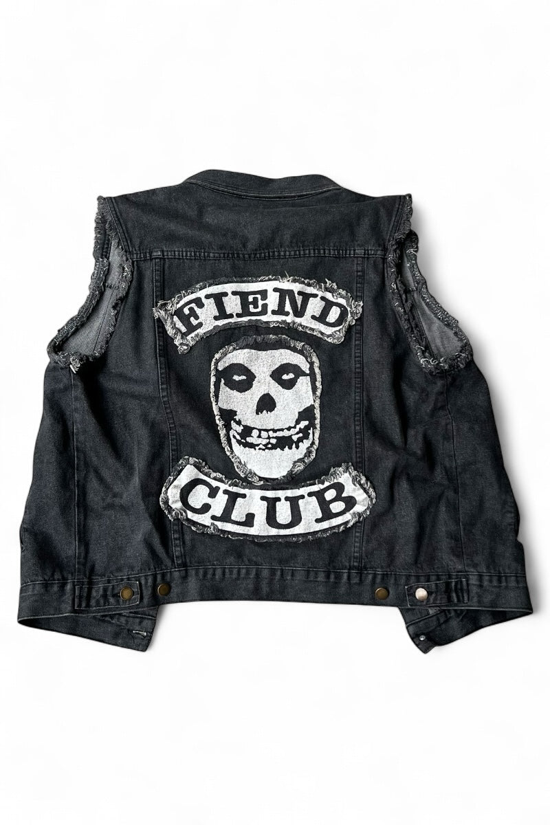 13'S SLEEVELESS DENIM JACKET / BLACK [SIZE: XL USED]