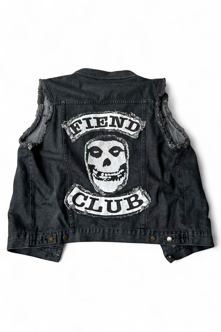 13'S SLEEVELESS DENIM JACKET / BLACK [SIZE: XL USED]
