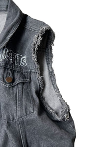 13'S SLEEVELESS DENIM JACKET / BLACK [SIZE: XL USED]