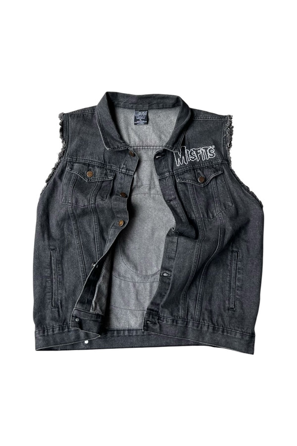 13'S SLEEVELESS DENIM JACKET / BLACK [SIZE: XL USED]