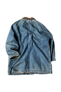 90'S DENIM FIREMAN JACKET W/BLANKET LINER / INDIGO [SIZE: S USED]