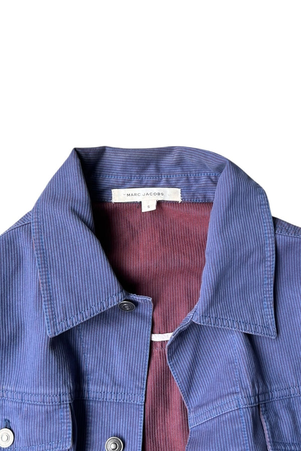 MADE IN USA Y2K EARLY 00'S STRIPE TRACKER JACKET / NAVY [SIZE: S USED]