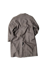 MADE IN USA 80'S WOOL CHECK COAT W/LINER / BROWN [SIZE: 40 USED]