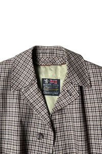 MADE IN USA 80'S WOOL CHECK COAT W/LINER / BROWN [SIZE: 40 USED]