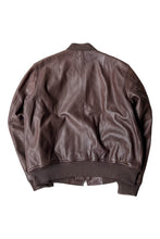 画像をギャラリービューアに読み込む, 90'S MA-1 TYPE LAMB LEATHER BOMBER FLIGHT JACKET / BROWN [SIZE: XL USED]
