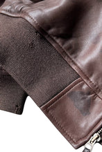画像をギャラリービューアに読み込む, 90'S MA-1 TYPE LAMB LEATHER BOMBER FLIGHT JACKET / BROWN [SIZE: XL USED]
