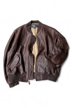 画像をギャラリービューアに読み込む, 90'S MA-1 TYPE LAMB LEATHER BOMBER FLIGHT JACKET / BROWN [SIZE: XL USED]
