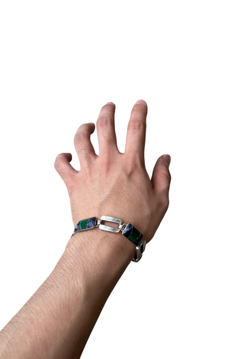 925 SILVER BRACELET T-BAR W/MIX STONES / SILVER [SIZE: ONE SIZE USED]