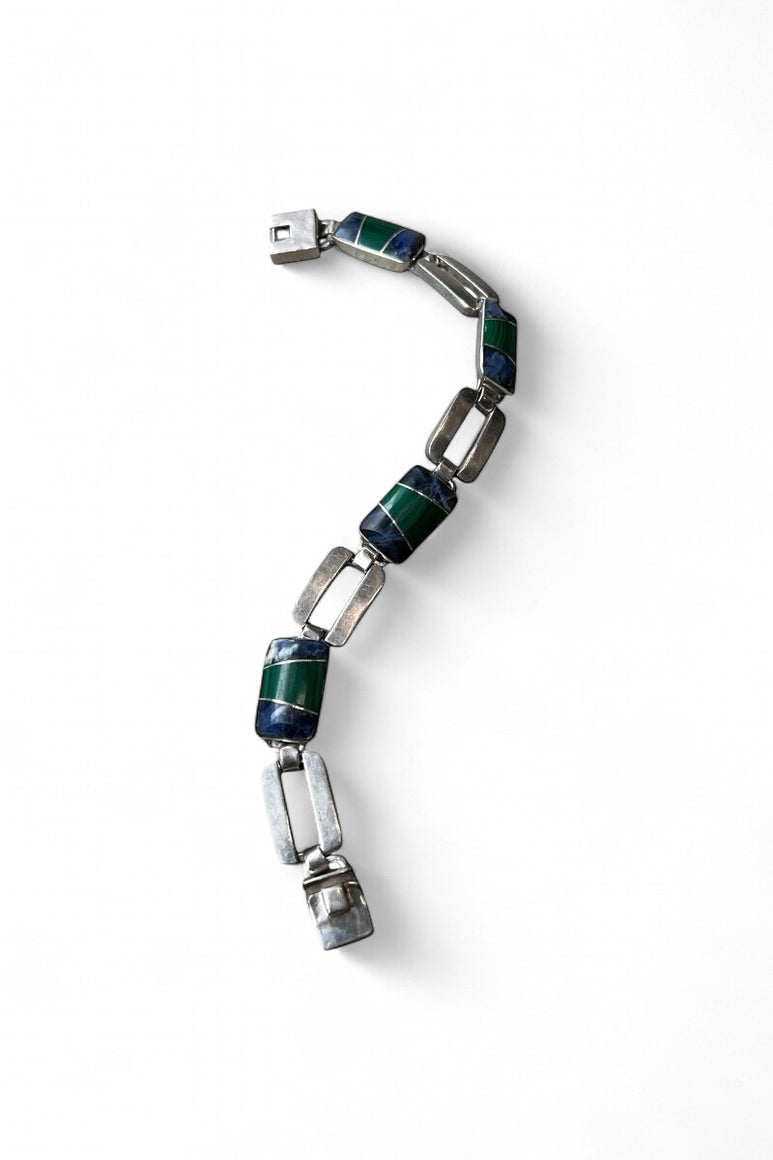 925 SILVER BRACELET T-BAR W/MIX STONES / SILVER [SIZE: ONE SIZE USED]